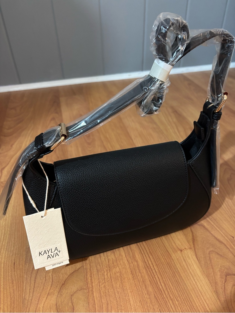 Black Pebble Leather Shoulder Bag